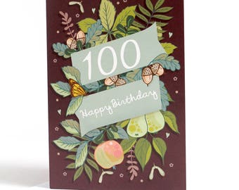 100th Birthday Card, Happy 100th Birthday Card for Him, Card for Her