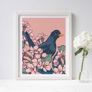 Blackbird in the Cherry Blossom Wall Art Print image 6