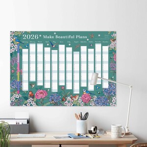 2026 Wall Planner: Flowers & Garden Birds - A2 Year View Calendar image 5