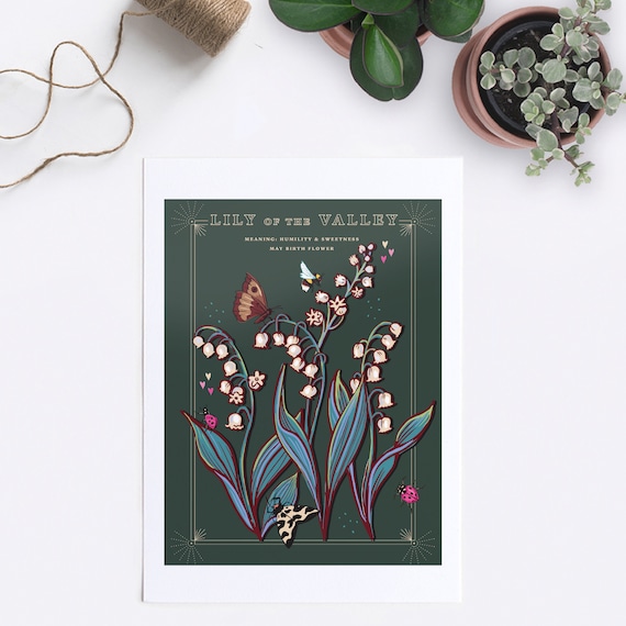 May Birth Flower Lily of the Valley Personalized Digital or Printed