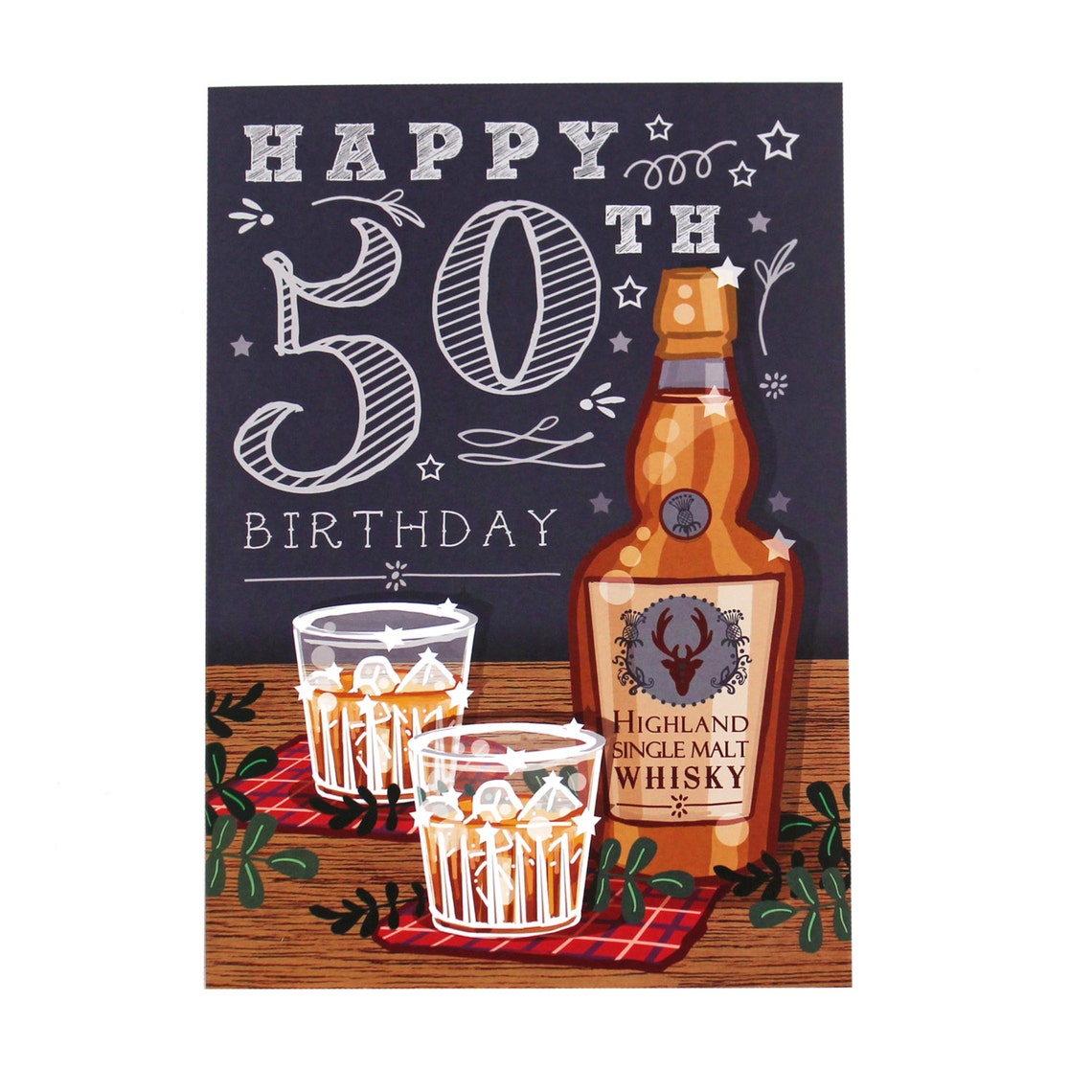 Whisky 50th Birthday Card Happy 50th Birthday Card for Etsy Hong Kong