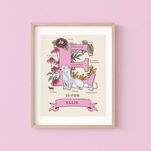 Impresión personalizada de la letra E, arte mural con la inicial E, ilustración de monograma de Nature Guide