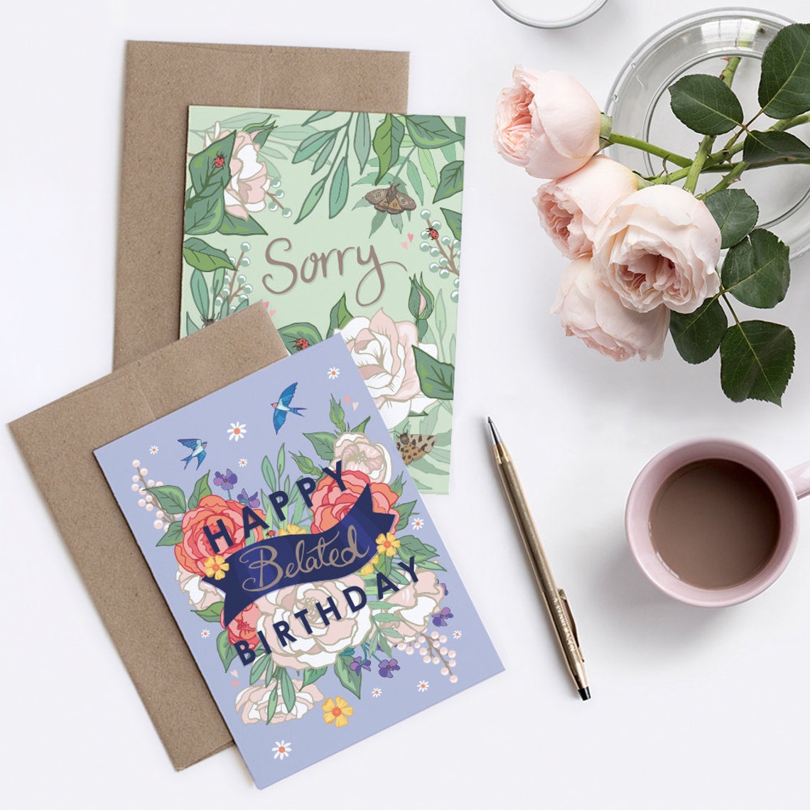 Greeting cards pack set of 4 for mixed occasions with Etsy