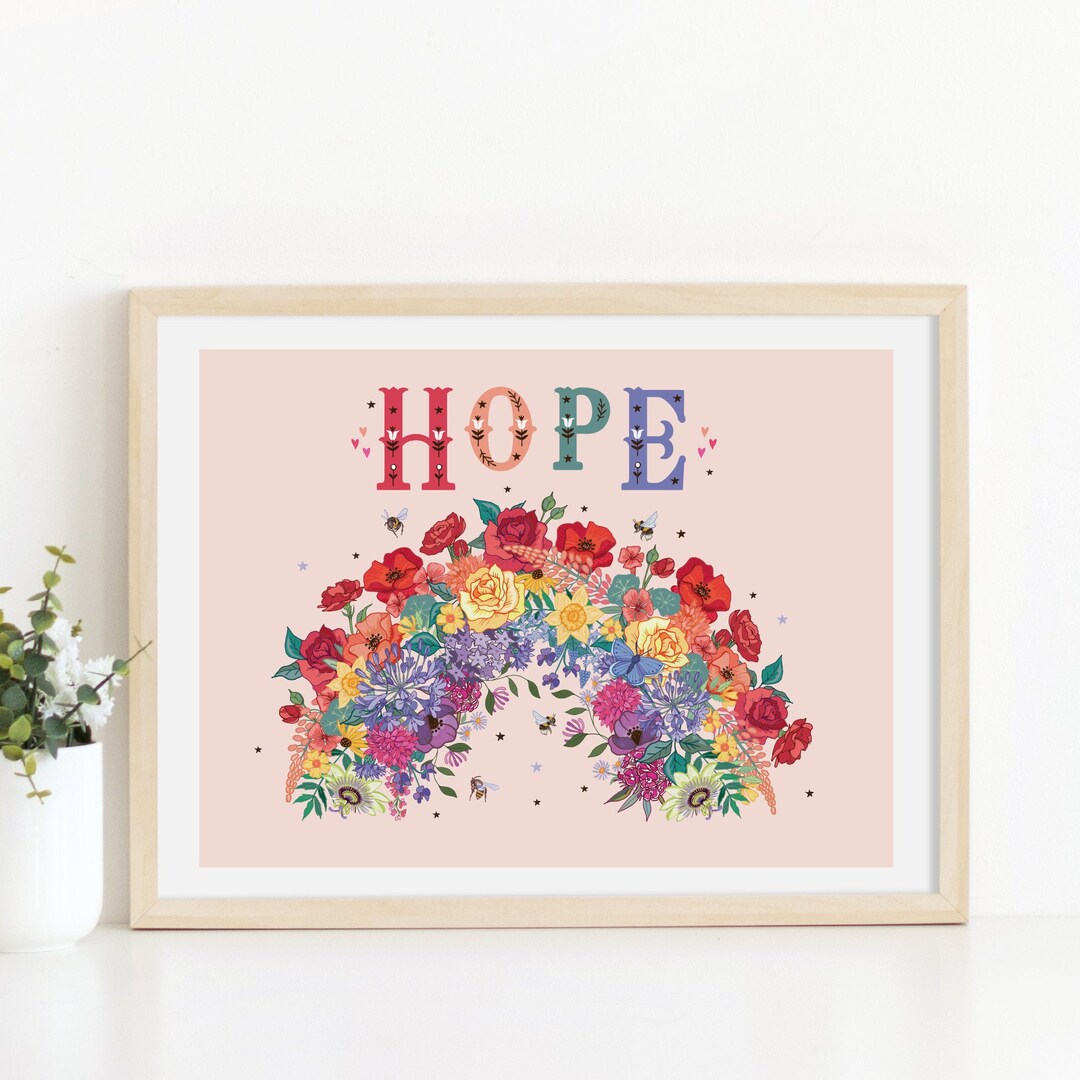 Floral Rainbow of Hope Wall Art Print - Etsy