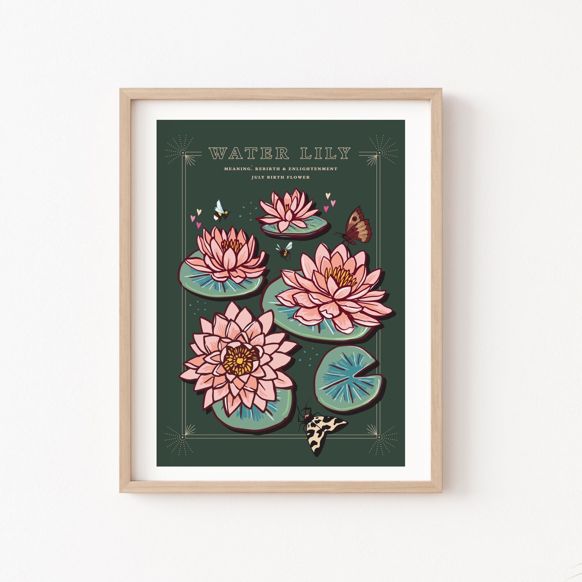 Water Lily Wall Art Print, July Birth Flower Illustration Print - Etsy