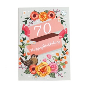 70th Birthday Card, Large Floral 70th Card For Her image 2