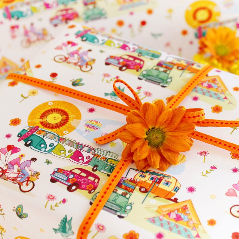 Campervan Gift Wrapping Paper With Tag, Gift for a Traveller, Camper ...
