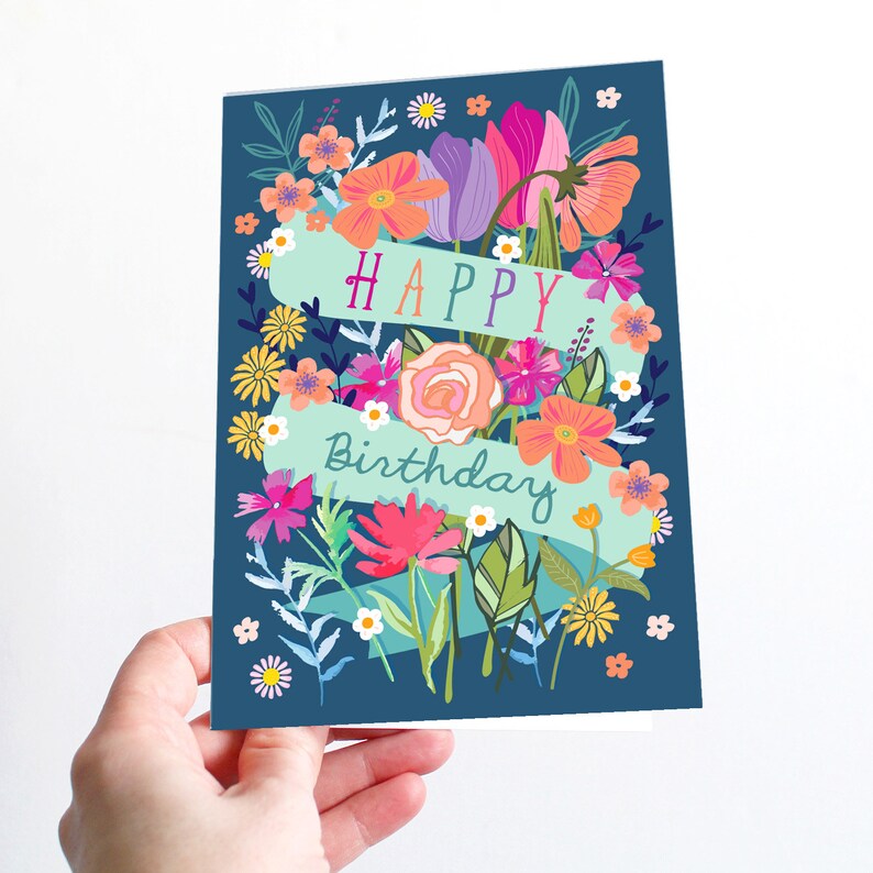 Happy Birthday Floral Cards Greeting Cards Congratulations Card Celebration Cards Birthday Card Set Occasion Card Pack of 8