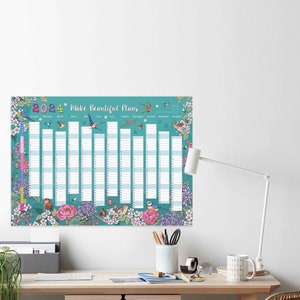 2024 Wall Planner, Flowers and Garden Birds Wall Calendar, Year To View Planner image 4