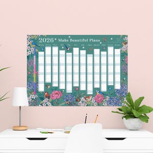 2026 Wall Planner: Flowers & Garden Birds - A2 Year View Calendar image 8