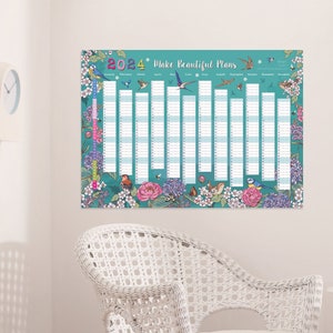 2024 Wall Planner, Flowers and Garden Birds Wall Calendar, Year To View Planner image 5