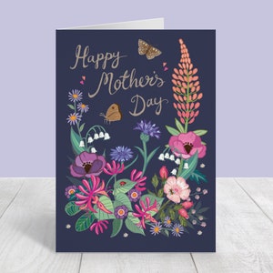 Happy Mother's Day card, floral card for mum, botanical illustration on a card for mom, Large A5 Card