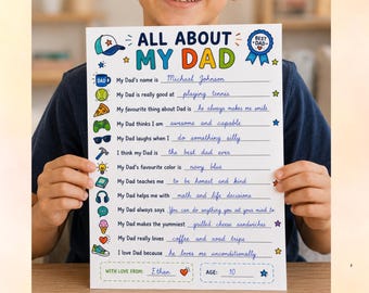Fathers day Questionnaire, Dad Questionnaire, All About Dad Printable, Father’s Day Interview, Fill In Father’s Day Gift, Digital Download