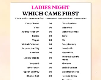 Ladies Night Game, Which Came First Trivia, Girls Night Party Icebreaker (Digital Download)