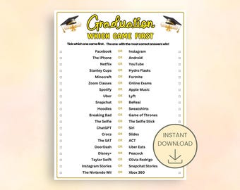 Graduation Which Came First Game Printable, Grad Party Trivia Game, Senior Celebration Activity, Timeline Quiz Game, Graduation Icebreaker