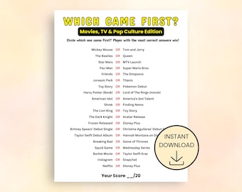 Which Came First Party Games, Family Game Night, Ice Breaker, Teen Party, Team Building and Senior Trivia