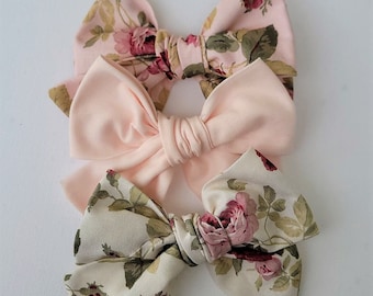 Shabby Chic Vintage cabbage rose Baby natural neutral floral headband hair pinwheel bow accessories hairbow prop session Easter clip flower