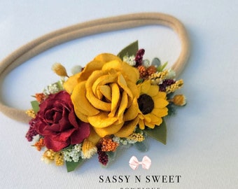 Sunflower Headband Headpiece - Fall Boho Floral - Baby Headbands - Flower girl - Newborn - Girls -Hair accessories - Birthday- fall wedding