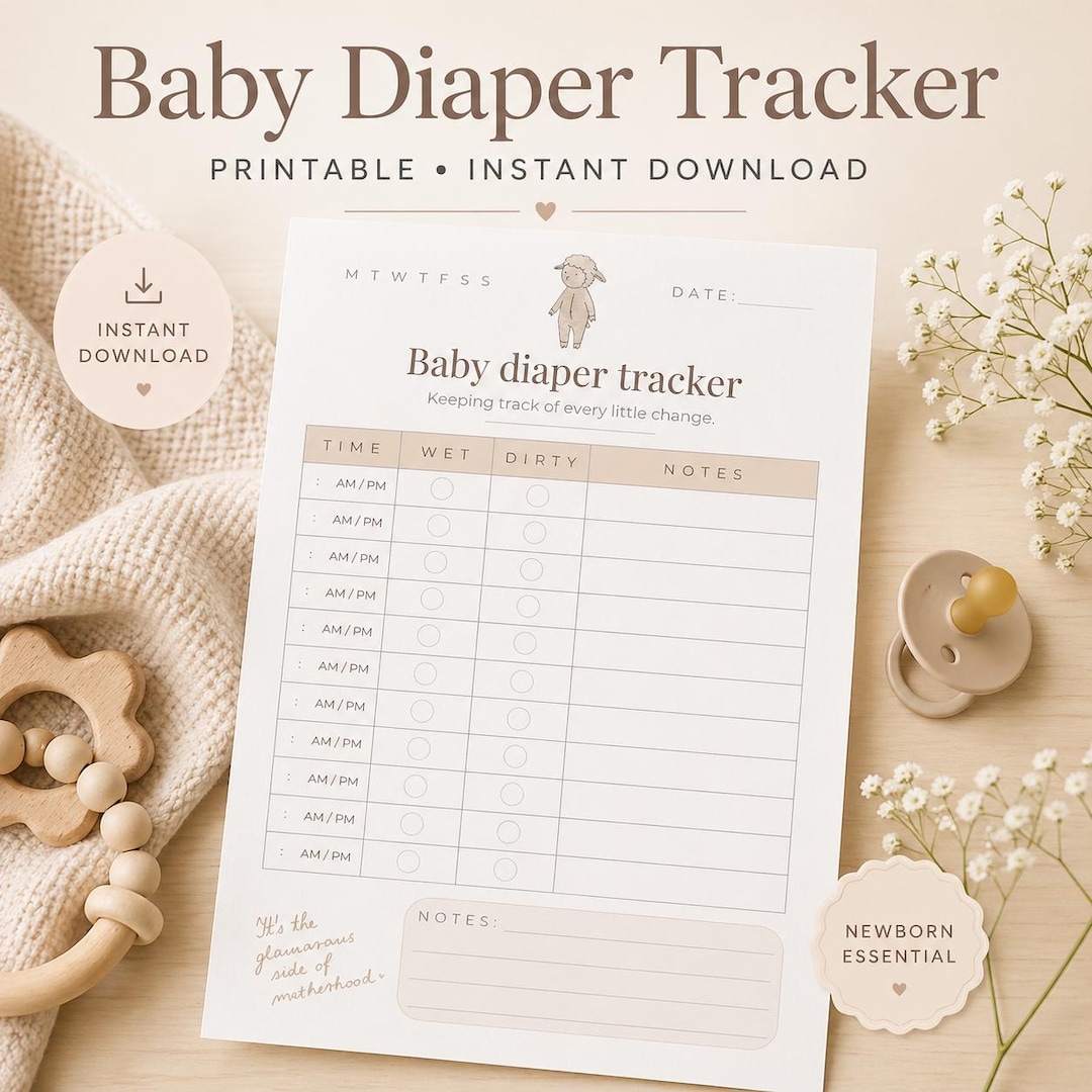 Baby Diaper Tracker Printable, Newborn Log, Diaper Change Log, Baby ...