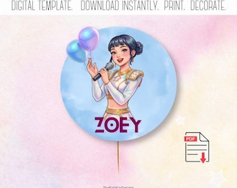 Zoey Kpop Demon Hunters Cupcake Toppers - Pastel Huntrix Theme - Printable Digital Download
