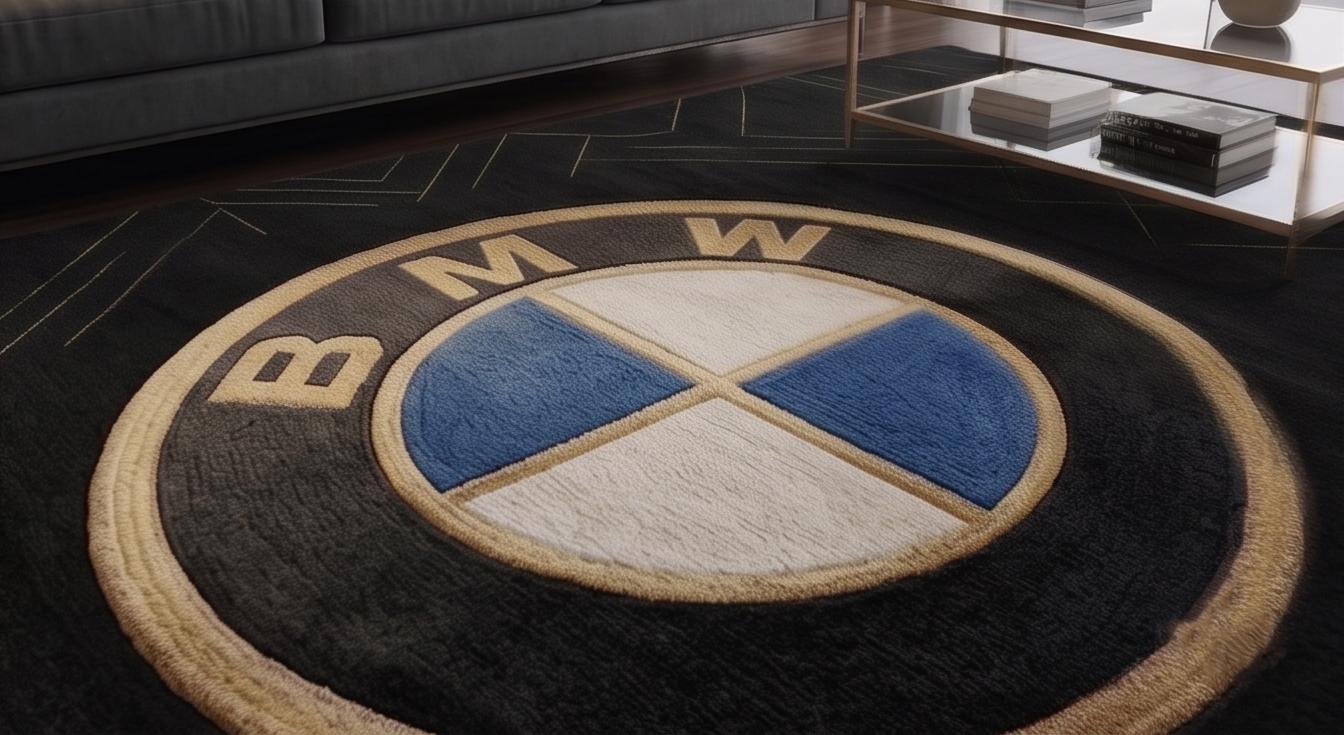 BMW Logo Area Rug, Luxury Car Brand Rug, Black Modern Living Room ...