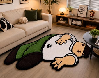 Funny Cartoon Character Rug, Meme Floor Mat, Handmade Tufted Area Rug, Aesthetic Bedroom Decor, Gamer Room Rug, Cute Gift, Unique Home Decor