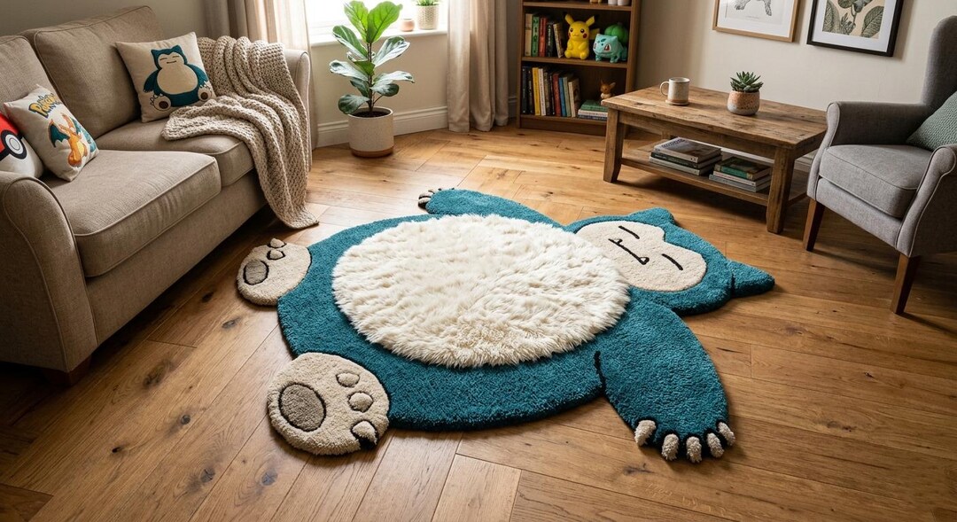 Snorlax Pokémon Rug, Cute Cartoon Area Rug, Kawaii Bedroom Decor ...