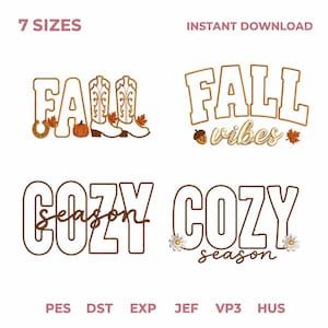 Cozy Season Fall Applique Embroidery Design Bundle, Thanksgiving Pumpkin Embroidery File, Western Fall Machine Applique, Instant Download image 2