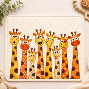 Patchwork Giraffe Applique Embroidery Design, Funny Giraffe Squad Machine File, Baby Blanket, Safari Baby Animal, Instant Download