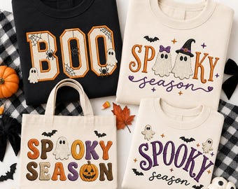 Halloween Applique Embroidery Design Bundle, Boo Ghost Spooky Season Machine File, Bat Spider Web Fall Embroidery Files, Instant Download