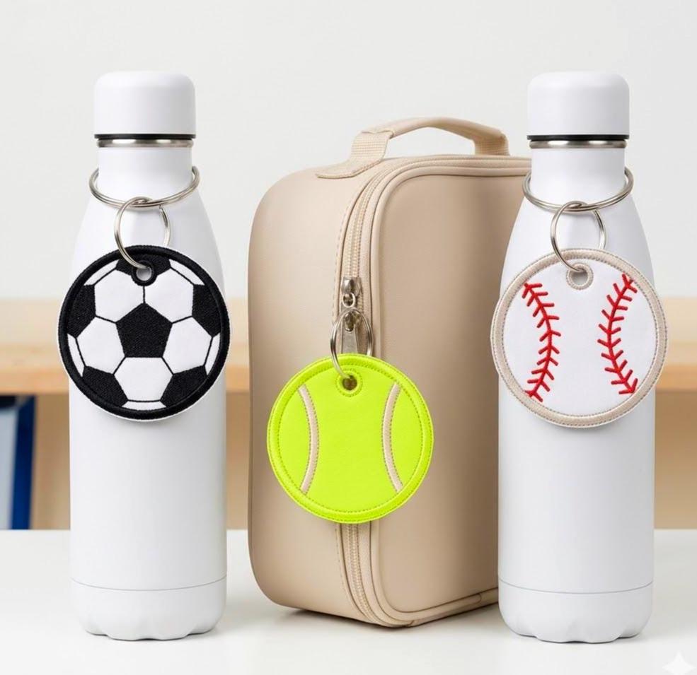 Ball Line Tag Sports Ball Applique Tag Embroidery Design, Baseball Football Soccer ...