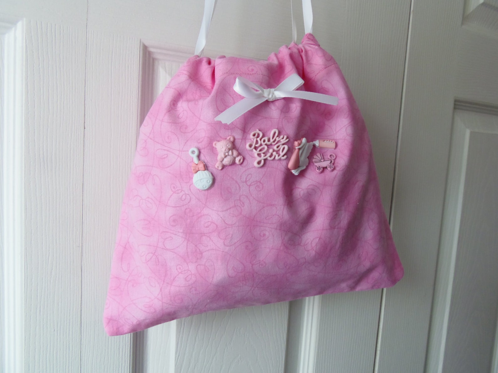 baby-gift-bag-reusable-pink-polka-dot-fabric-with-stork-and-etsy