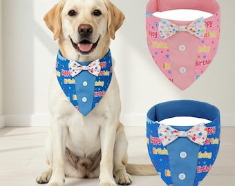 Birthday Pet Bow Tie Collar | Adjustable Dog Bandana with Festive Bow Tie Collar P21