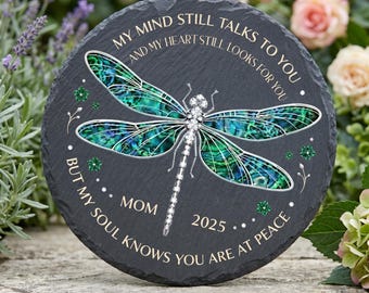 Personalized Dragonfly Memorial Stone: Custom Garden Marker, Sympathy Gift
