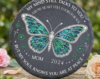 Personalized Butterfly Memorial Stone: Custom Slate Garden Plaque, Sympathy Gift