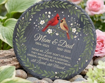 Personalized Cardinal Memorial Stone: Custom Slate Garden Marker, Sympathy Gift