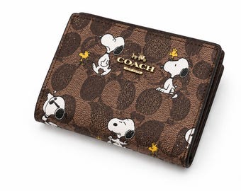 COACH x PEANUTS  Wallet Snoopy Woodstock Khaki