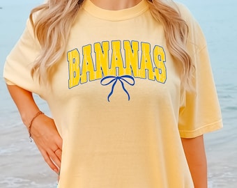 Comfort Colors® Bananas Shirt, Summer Game Day Shirt, Banana Team Shirt, Baseball Lover Gift, Varsity Summer Sports Top, Summer Shirt