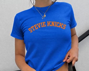 Custom Stevie Knicks Shirt, Stevie Knicks Baby Tee, Blue and Orange Stevie Knicks Shirt, Stevie Knicks Basketball Shirt, Knickleback Shirt