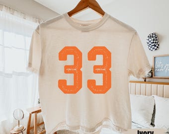 Comfort Colors® Custom Number Boxy Tee, Baseball Mom Shirt, Personalized Player Number Jersey Tee, Game Day Sports Shirt, Gift for Her