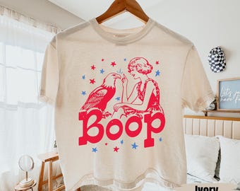 Boop Eagle Patriotic  Comfort Colors Boxy Tee, Retro Vintage 4th of July Crop Top, America Eagle Crop, Independence Day Gift, Merica Eagle
