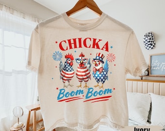 Chicka Boom Boom 4th of July Comfort Colors Boxy Tee , America 250 Years Anniversary Tee, Retro Independence Day USA 1776 Patriotic Gift