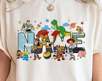 Custom Toy Story Characters Cotton Unisex Shirt, Birthday Boy Girl Tee, Personalized Name Kids