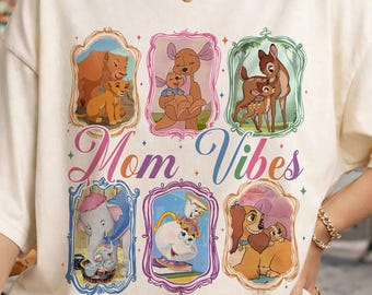 Retro Comfort Colors Disney Mom Vibes Shirt, Duchess Perdita Mrs Potts Mrs Jumbo Tee, Vintage Mother's Day Gift, Disneyland Mom Trip Shirt