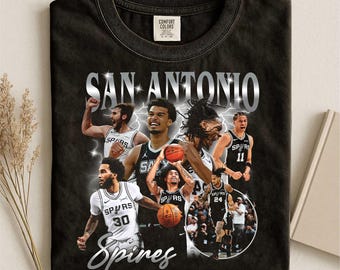 San Antonio Spurs Basketball Collage T-Shirt - Vintage Grafik T-Shirt
