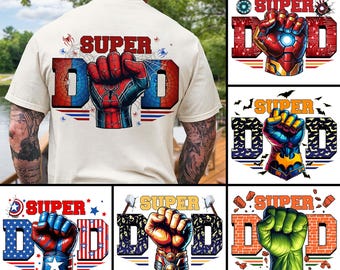 Super Dad Graphic Shirt Bundle PNG: Superhjälte-nävedesigner för fars dag