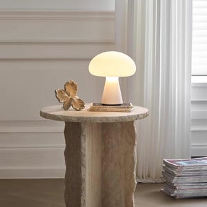 Travertine Marble Side Table｜Raw Edge Crystal Texture Pedestal｜Nordic Cream Bedside Table