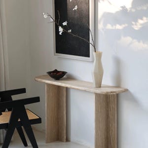 Natural Travertine Console Table, Raw Edge Stone Entryway Table, Nordic Wabi Sabi Furniture