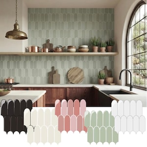 Arch Feather Tile Peel and Stick Wall Tiles Sticker, Waterproof Wallpaper, Suitable for Kitchen Backsplash, Bathroom, Laundry