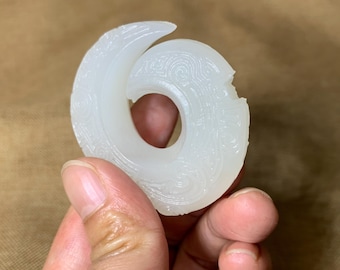 Stone Pendant White Marble Carved Donut Amulet Energy Necklace Minimalist Circle Charm Jewelry